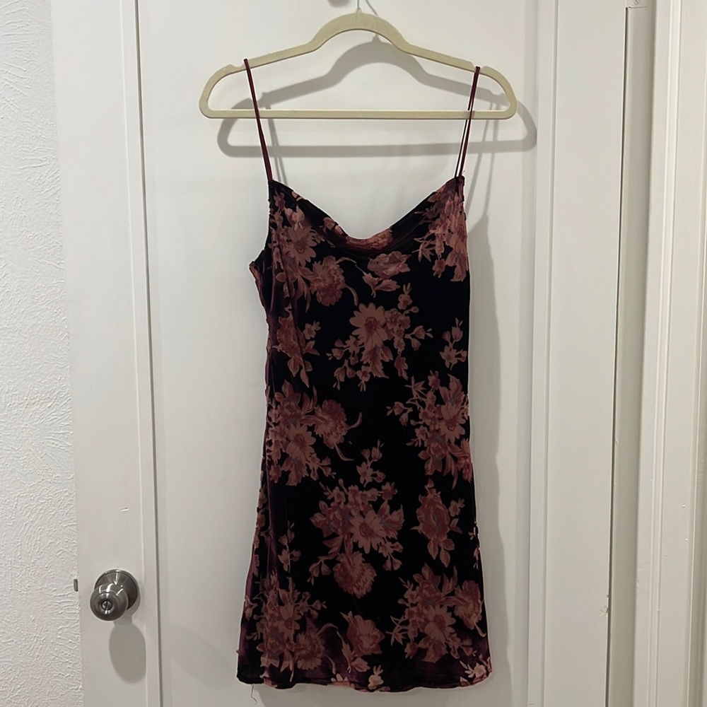 Burgundy Velvet Mini Dress